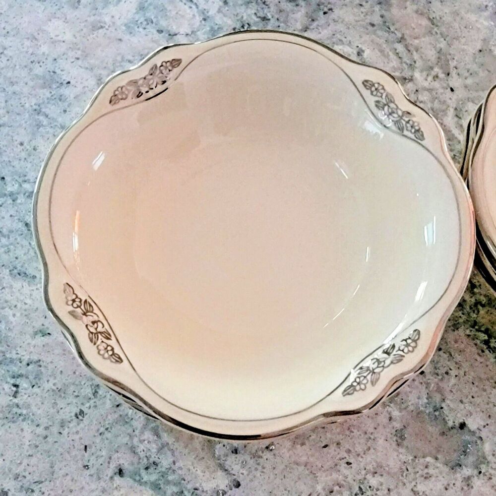 Homer Laughlin Virginia Rose Silver Patrician 5.5” All Purpose Bowl set of 6